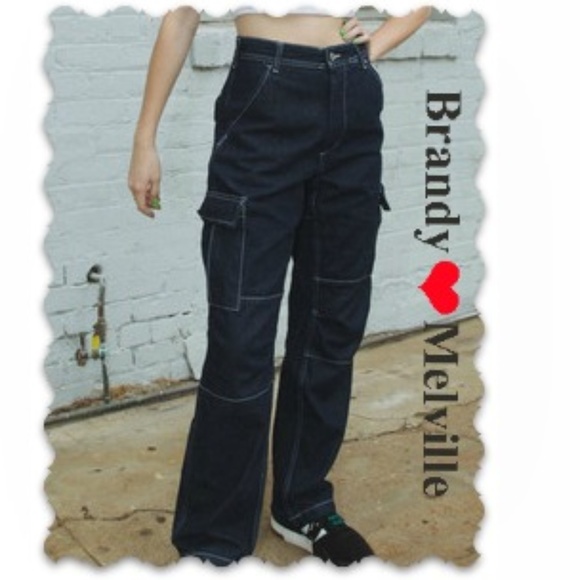 talia dark wash cargo jeans